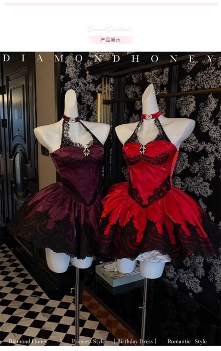 【 lace cat red 】 ballet style fashionable coming of age dress
