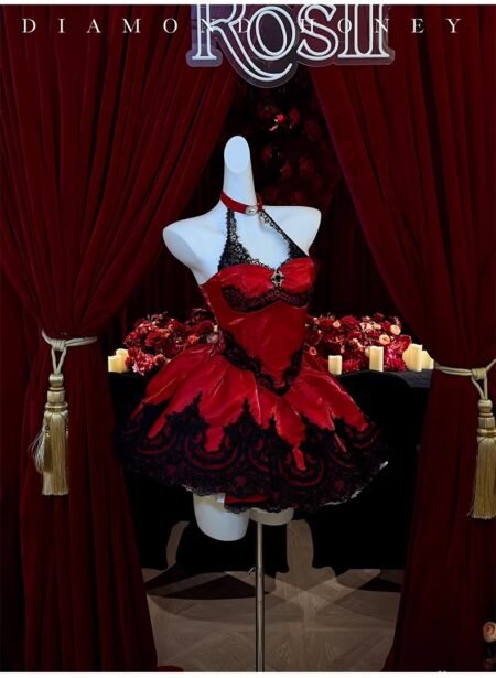 【 lace cat red 】 ballet style fashionable coming of age dress