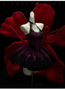 【 lace cat red 】 ballet style fashionable coming of age dress