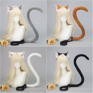 cosplay cat ears hairband with cat tail set