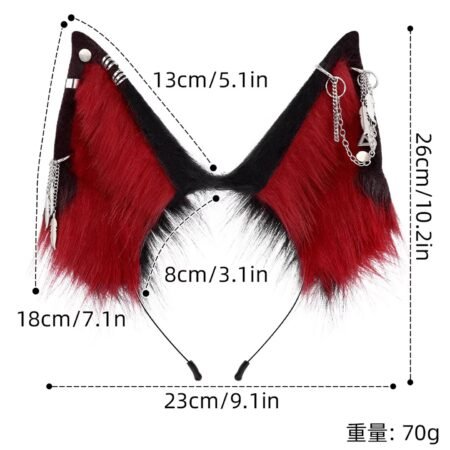 original simulated wolf ear hairband in multiple colors, handmade fox ear hair accessory