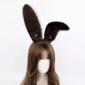 handmade stuffed rabbit ear hairband with handmade animal ears and devil