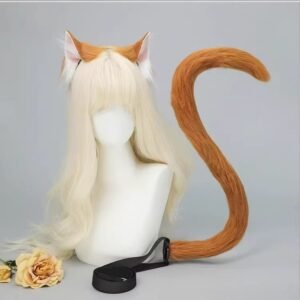 cosplay cat ears hairband with cat tail set