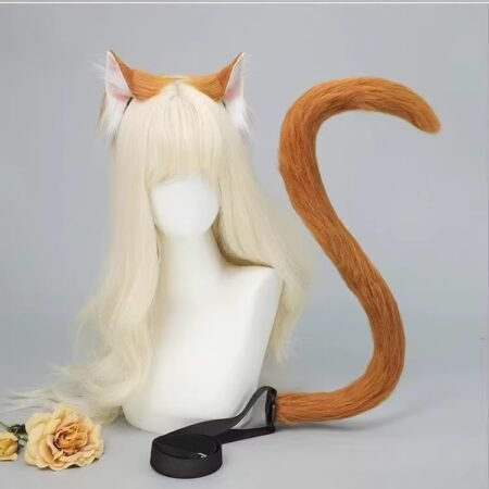 cosplay cat ears hairband with cat tail set