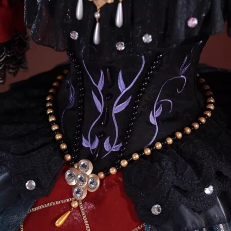 cosplay custom clothing of the remaining image of the "madame red" from five nights at freddy's, embodying her delusional hope.