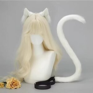 cosplay cat ears hairband with cat tail set