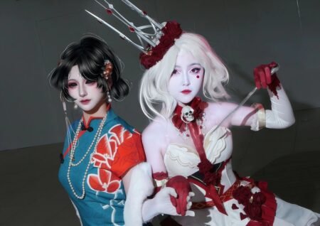 the engraved crown costume for the character red butterfly, red lady of five nights at night cosplay costume