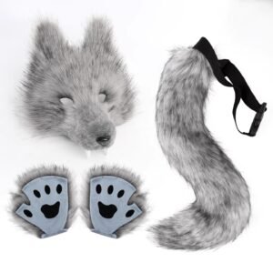 wolf tooth 3d cosplay fur tail fur rodent tail decoration for dance party props