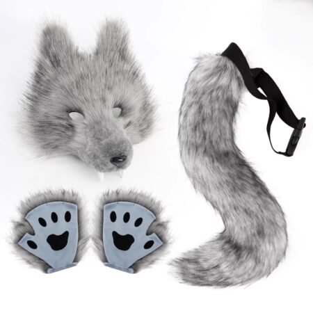 wolf tooth 3d cosplay fur tail fur rodent tail decoration for dance party props