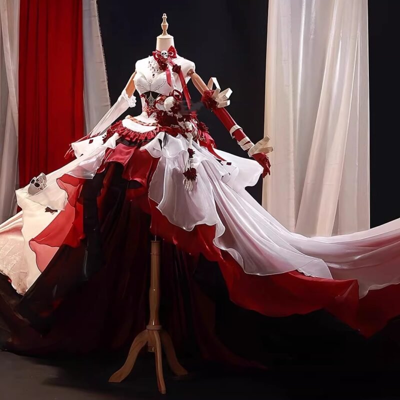 the engraved crown costume for the character red butterfly, red lady of five nights at night cosplay costume