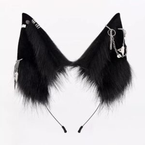 original simulated wolf ear hairband in multiple colors, handmade fox ear hair accessory