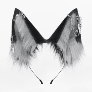 original simulated wolf ear hairband in multiple colors, handmade fox ear hair accessory