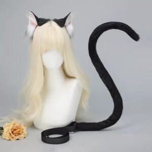 cosplay cat ears hairband with cat tail set