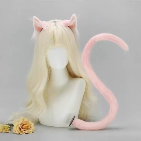 cosplay cat ears hairband with cat tail set