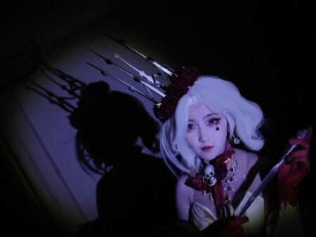 the engraved crown costume for the character red butterfly, red lady of five nights at night cosplay costume