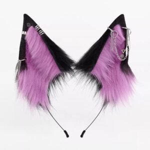 original simulated wolf ear hairband in multiple colors, handmade fox ear hair accessory