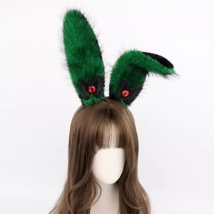 handmade stuffed rabbit ear hairband with handmade animal ears and devil
