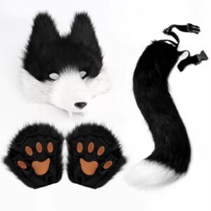 wolf tooth 3d cosplay fur tail fur rodent tail decoration for dance party props