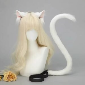 cosplay cat ears hairband with cat tail set