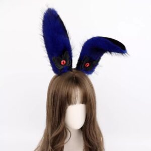 handmade stuffed rabbit ear hairband with handmade animal ears and devil
