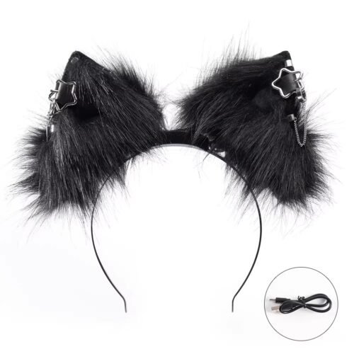 rechargeable plush electric cat ears that can move