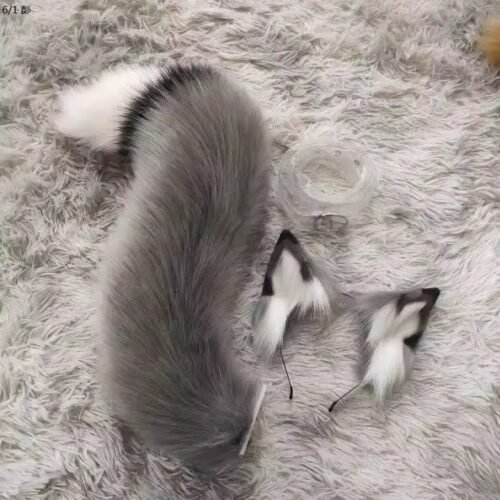 simulated wolf ear, wolf tail, deer ear, deer tail