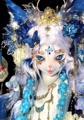 【ice blue gold】fully handmade +customizable based on your design