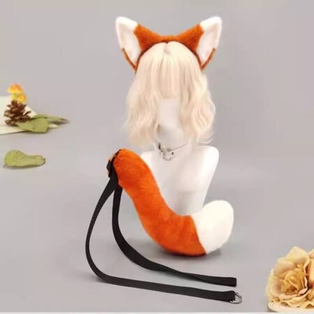animal fox ear hairband with ears and tail set