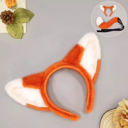 Animal fox ear hairband with ears and tail set animal fox ear hairband with ears and tail set