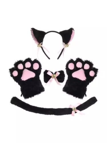 cute cat outfit cat ear headband, cat scratch tail accessory, prop