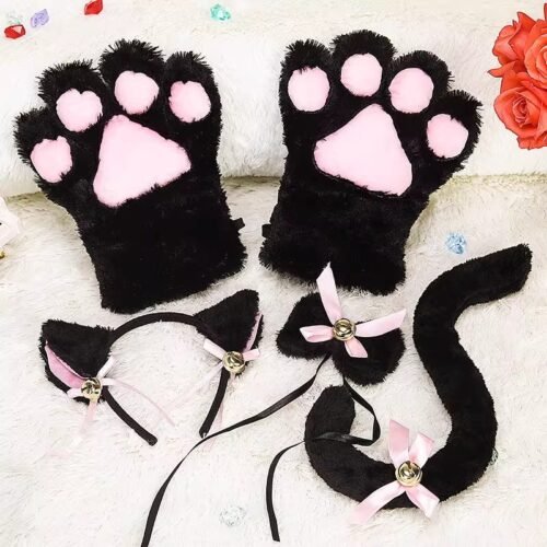 cute cat outfit cat ear headband, cat scratch tail accessory, prop