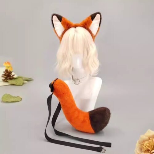 Animal fox ear hairband with ears and tail set animal fox ear hairband with ears and tail set