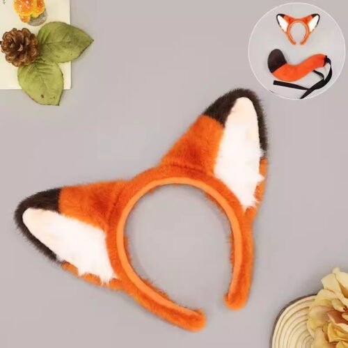 Animal fox ear hairband with ears and tail set animal fox ear hairband with ears and tail set